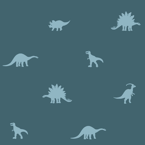 ESTAhome behang dinosaurussen blauw - 50 x 900 cm - 131801