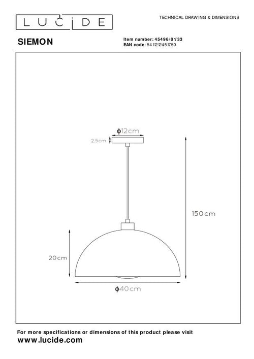 Lucide hanglamp SIEMON - 1xE27 - Groen - vtwonen shop