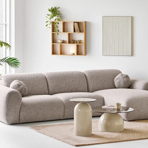 Artichok Raiza metalen salontafel beige met glazen blad - Ø70