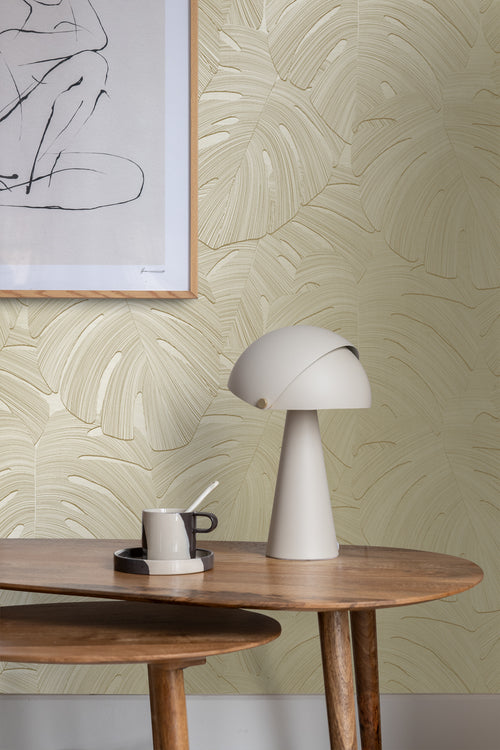 Origin Wallcoverings behang tropische bladeren zand beige - 53 cm x 10.05 m - 348025 - vtwonen shop