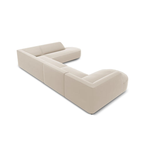 Cosmopolitan Design - Panoramische hoekbank Siena 7-zits, flueel beige - 273x366x69cm