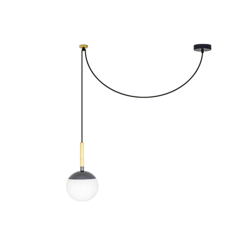 Faro Mine - 1 Light Globe Ceiling Hanglamp Hout, Donkergrijs, E27