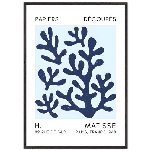 Artfulprints Poster met Lijst Matisse – Coral shadows navy blue I   - 70x100 cm - Blauw