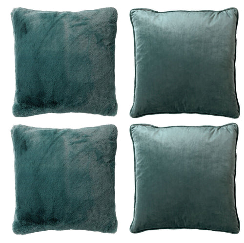 KUSSENSET - 4-delig Soft Textures - 45x45 cm - inclusief binnenkussens - groen