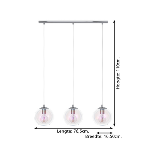 EGLO hanglamp Ariscani 2 - e27 - 76,5 cm - gekleurd glas - chroom - vtwonen shop
