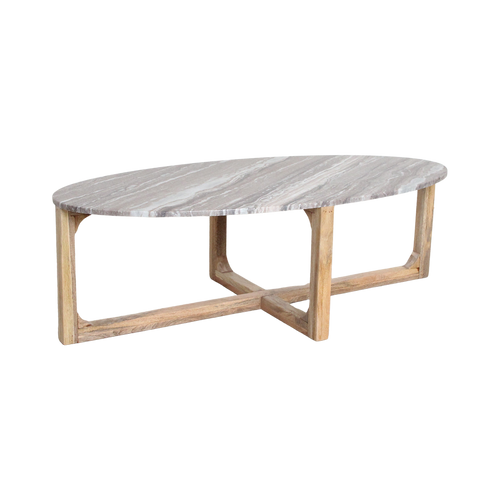 Ovale marmeren salontafel - Fantasy bruin - 120x60x38 cm