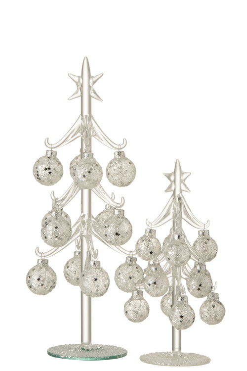 J-Line decoratie kerstboom Ballen Sterretjes - glas - zilver - medium - vtwonen shop