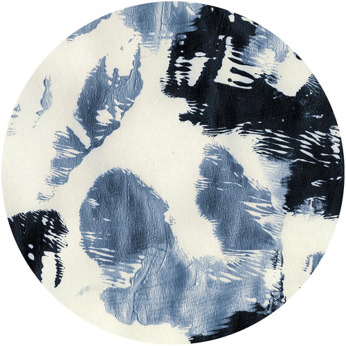 Sanders & Sanders zelfklevende behangcirkel kunst blauw en gebroken wit - Ø 125 cm - 611781