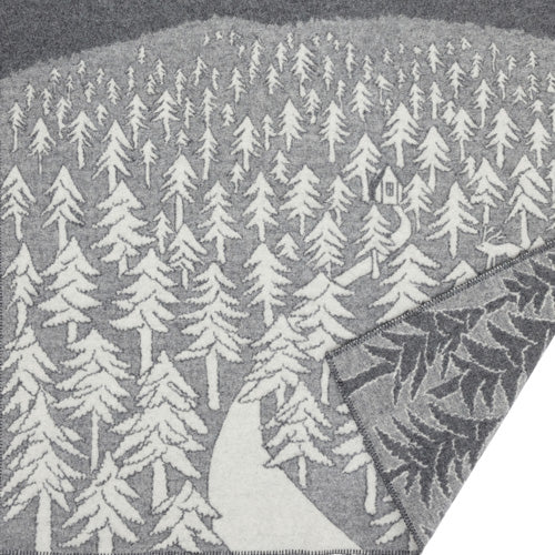 Klippan 100% wollen deken - House in the forest - grijs - 130x200cm