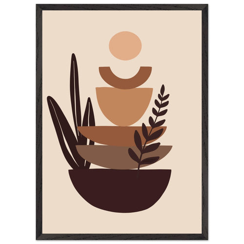 Artfulprints Poster met Lijst Boho – Balanced earth   - 50x70 cm - Bruin