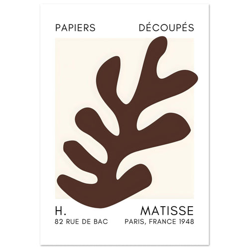 Artfulprints Poster Matisse – Ocean petals brown   - A4 21x29.7 cm - Bruin