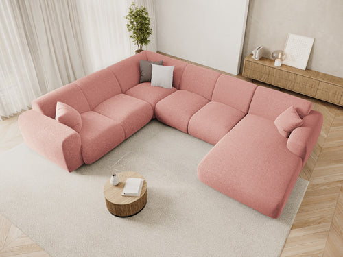 Cosmopolitan Design Panoramische hoekbank links Nolio 6-zits, chenille roze - 252x342x72cm