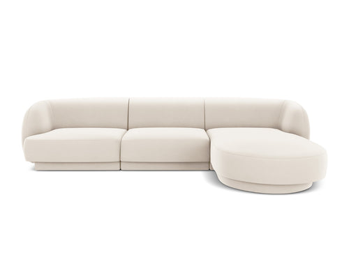 Micadoni rechter hoekbank Miley 4-zits, flueel, lichtbeige - 156x255x70cm