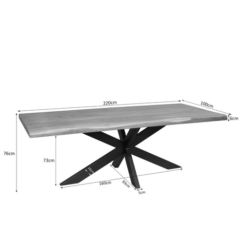 Starfurn Eettafel Dakota - Boomstam Naturel Hout - 220x100x76cm