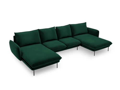 Cosmopolitan Design Panoramische bank Vienna 6-zits, flueel, flessengroen - 170x350x95cm