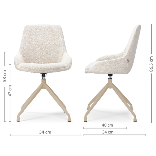 Nolon Nola-Isa draaibare eetkamerstoel bouclé beige beige onderstel