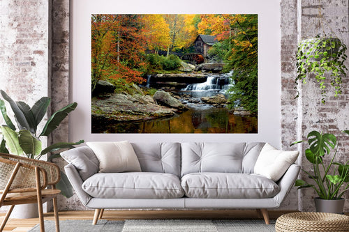 Sanders & Sanders fotobehang bosrijk landschap groen, geel en oranje - 127 x 180 cm - 601165