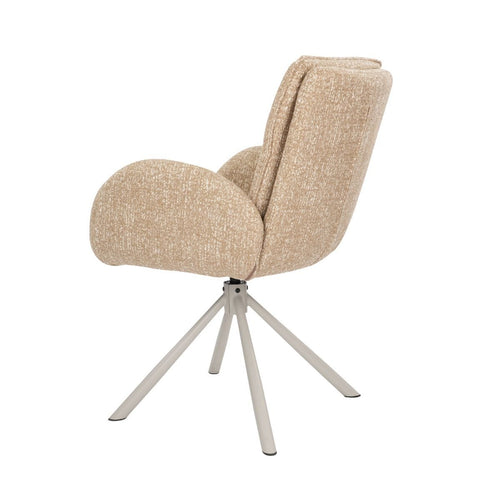 Giga Meubel Eetkamerstoel Tina - Taupe - Draaibaar - Armleuningen - Scandinavisch - Set van 2