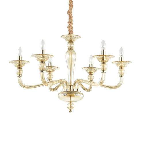 Ideal Lux Danieli - Amber hanglamp met 6 lampen, E14
