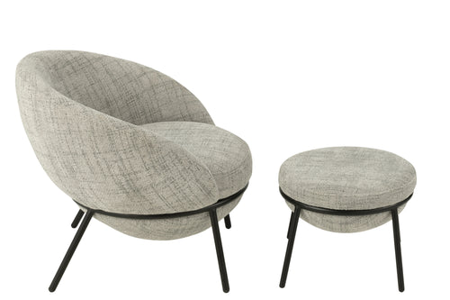 J-Line loungestoel + poef - ijzer - grijs/zwart - vtwonen shop