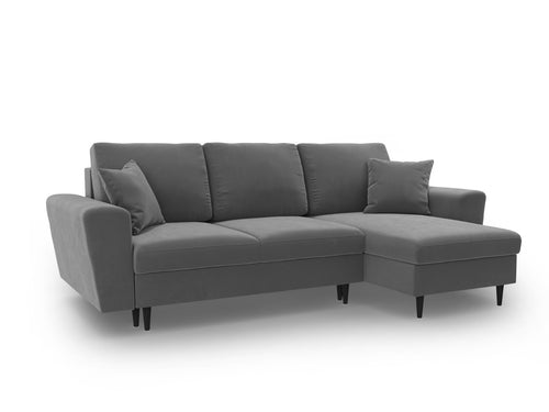 Cosmopolitan Design Omkeerbare converteerbare hoekbank met opbergdoos Kyoto 4-zits, flueel lichtgrijs - 145x241x88cm