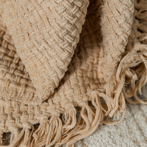 Mica Decorations Cosenza Fleece Deken - Bank Plaid en Bank Kleed - Warme Deken voor op de Bank - 180 x 130 cm - Beige