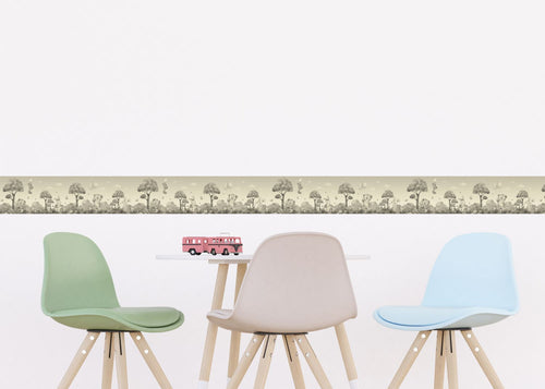 Sanders & Sanders zelfklevende behangrand bos met bosdieren beige - 13.8 x 500 cm - 601315