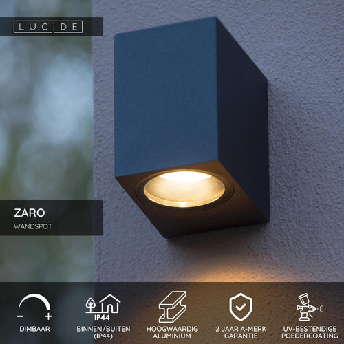 Lucide wandspot ZARO - 1xGU10 - Zwart