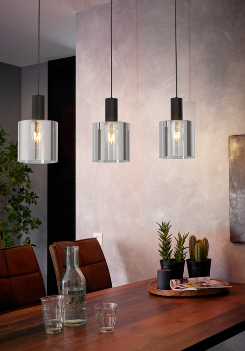 EGLO hanglamp Gorosiba - e27 - 85 cm - rookglas - zwart - vtwonen shop