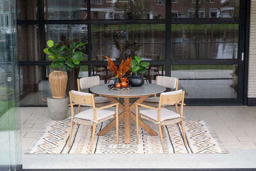 Lowland tafel - Ø120 cm - light teaklook - Centostone Napoli sand - vtwonen shop