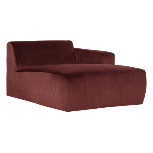 WOOOD chaise longue bank rechts Mojo Base - Velvet - K.bruin - 74x112x162