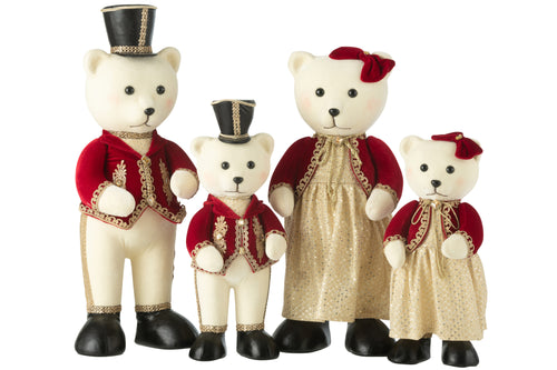 J-Line figuur Beer Staand Jongen/Meisje -polyfoam/textiel - rood/goud - large - 2 stuks