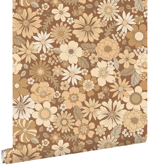 ESTAhome behang retro bloemen beige en bruin - 50 x 900 cm - 130965 - vtwonen shop