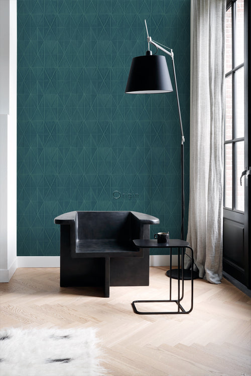 Origin Wallcoverings eco-texture vliesbehang origami motief donkerblauw - 0,53 x 10,05 m - 347860 - vtwonen shop