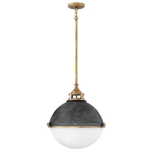 Fletcher Hinkley 3-lichts hanglamp verouderd zink met Heritage messing