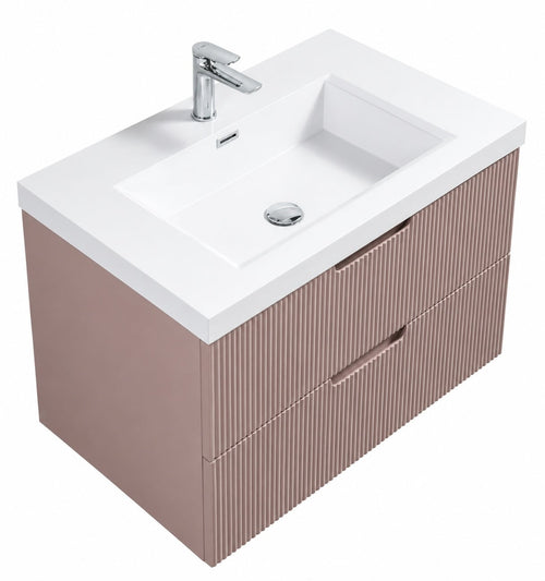 Badplaats Badkamermeubel Set Thermis 80 cm – Mat Roze – Badmeubel met Wastafel