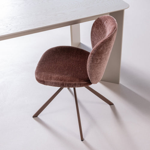 WOOOD eetkamerstoelen Femke - Chenille - Bruin- Set van 2