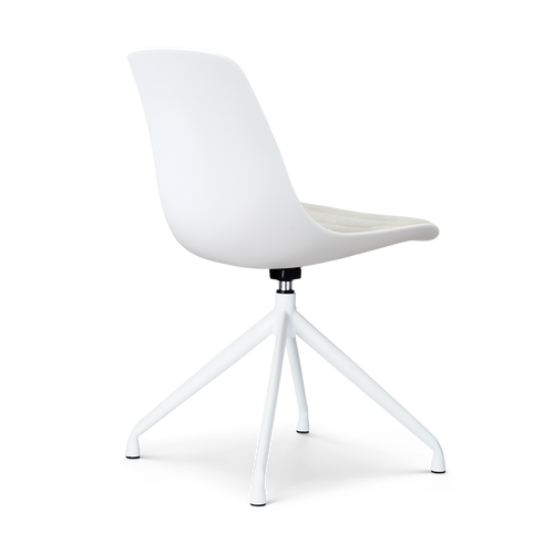 Nolon Nola-Liv draaibare eetkamerstoel wit met naturelbeige zitkussen - wit onderstel