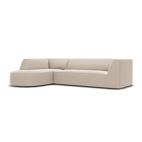 Cosmopolitan Design - Modulaire hoekbank links Siena 4-zits, flueel beige - 180x273x69cm