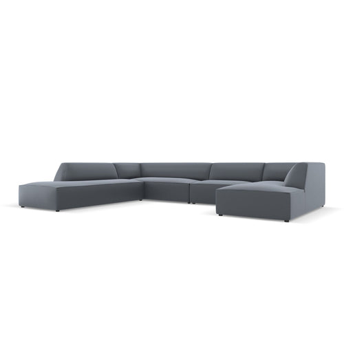 Cosmopolitan Design - Modulaire panoramische hoekbank links Siena 7-zits, imitatieleer donkerblauw - 273x366x69cm