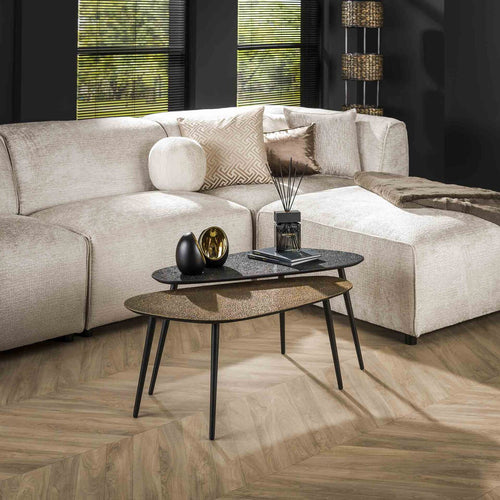 Giga Meubel Salontafel Metallic - Grijs Metaal - Set van 2 - 84x42x39cm