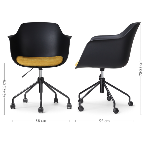 Nolon Nout-Liz Bureaustoel Zwart - Okergeel Kussen - Zwart Onderstel