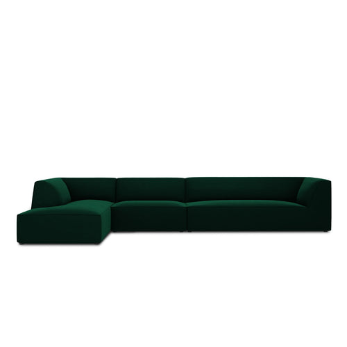 Cosmopolitan Design - Modulaire hoekbank links Siena 5-zits, flueel flessengroen - 180x366x69cm
