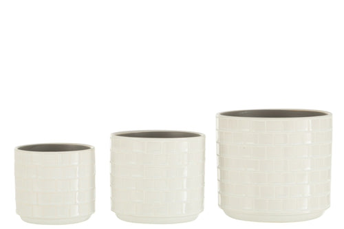 J-Line bloempot Blinkend - keramiek - wit - large - Ø 17 cm