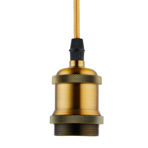 Lighto | Pendel Champagne Goud | Inclusief Lichtbron Helder | Vintage | 1.5m Snoer | Met Plafondkap