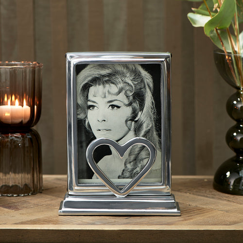 Rivièra Maison RM Heart Photo Frame 13x18 - Aluminium, Glas, MDF - Zilver - vtwonen shop