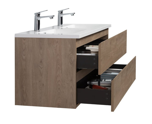 Badplaats Badkamermeubel Set Angela 120 cm – Kastanje Eiken – Badmeubel met Wastafel