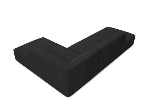 Micadoni rechter hoekbank Ruby 4-zits, structurele stof, zwart - 180x273x69cm