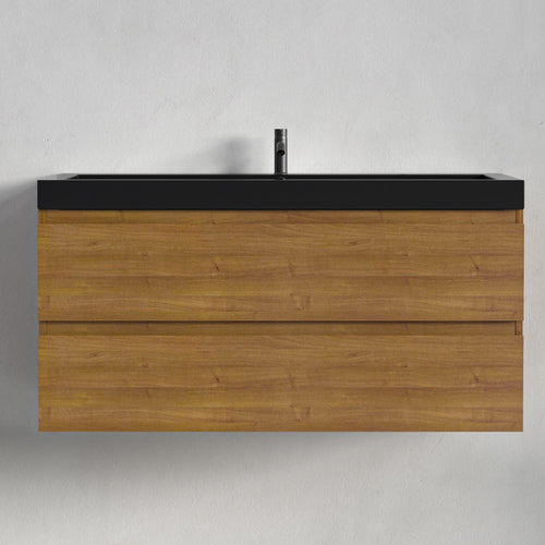 LOMAZOO badkamermeubel Monaco - zwevend - zwart - warm eiken - 100 cm