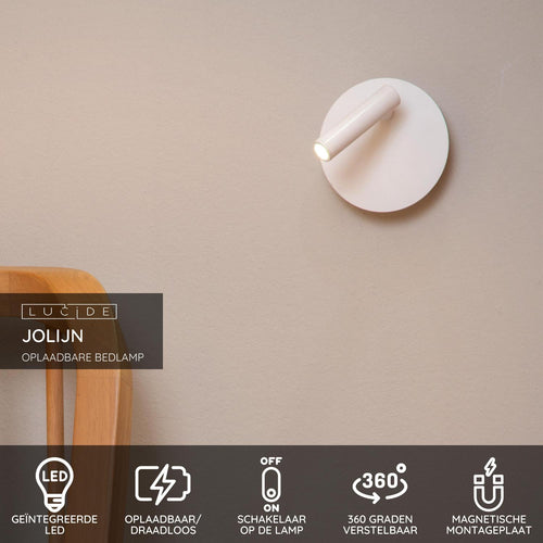 Lucide bedlamp JOLIJN - Geïntegreerde LED - Wit - vtwonen shop